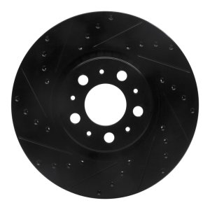 Volvo S60 Brake Rotor (1) - Front Left - R1 Concepts - Drilled & Slotted - Black - `03-`09